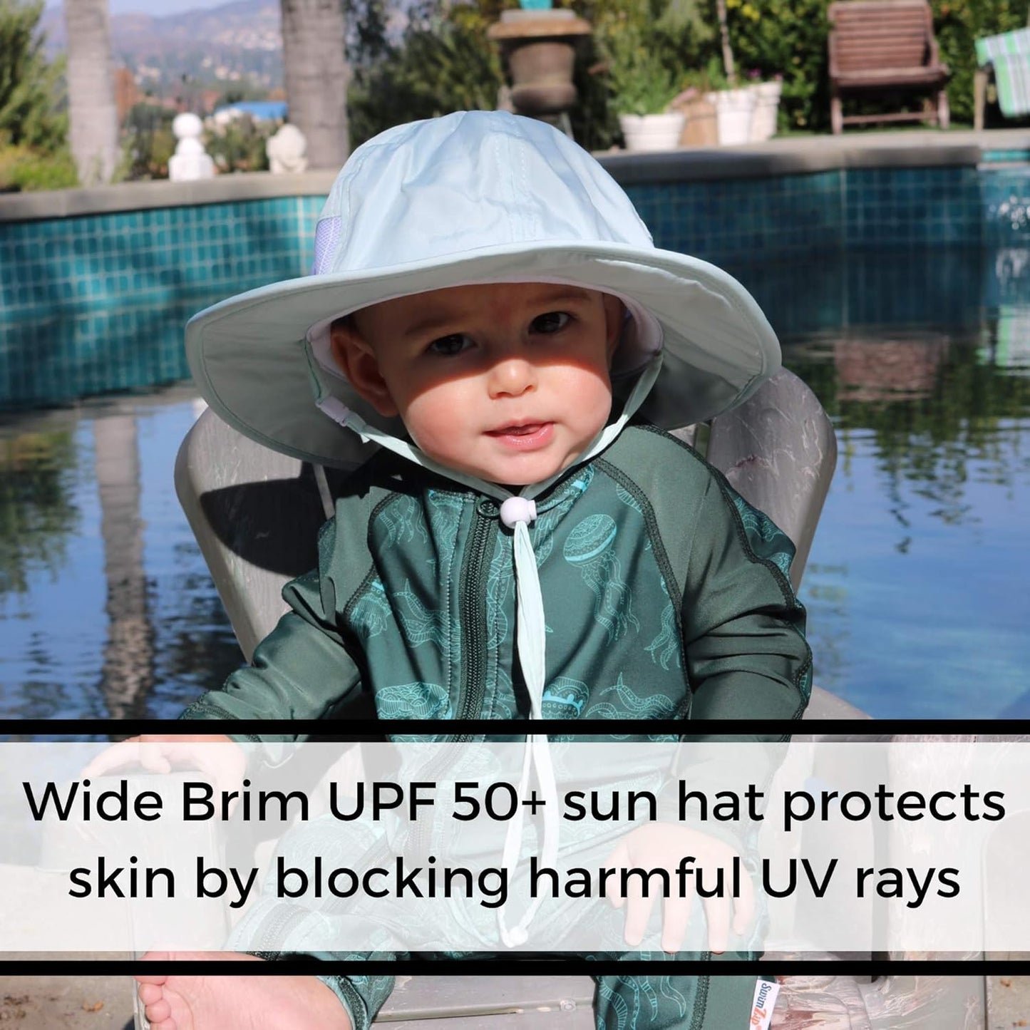 SwimZip Wide Brim Sun Hat | UPF 50+ Protection for Baby, Toddler, and Kids