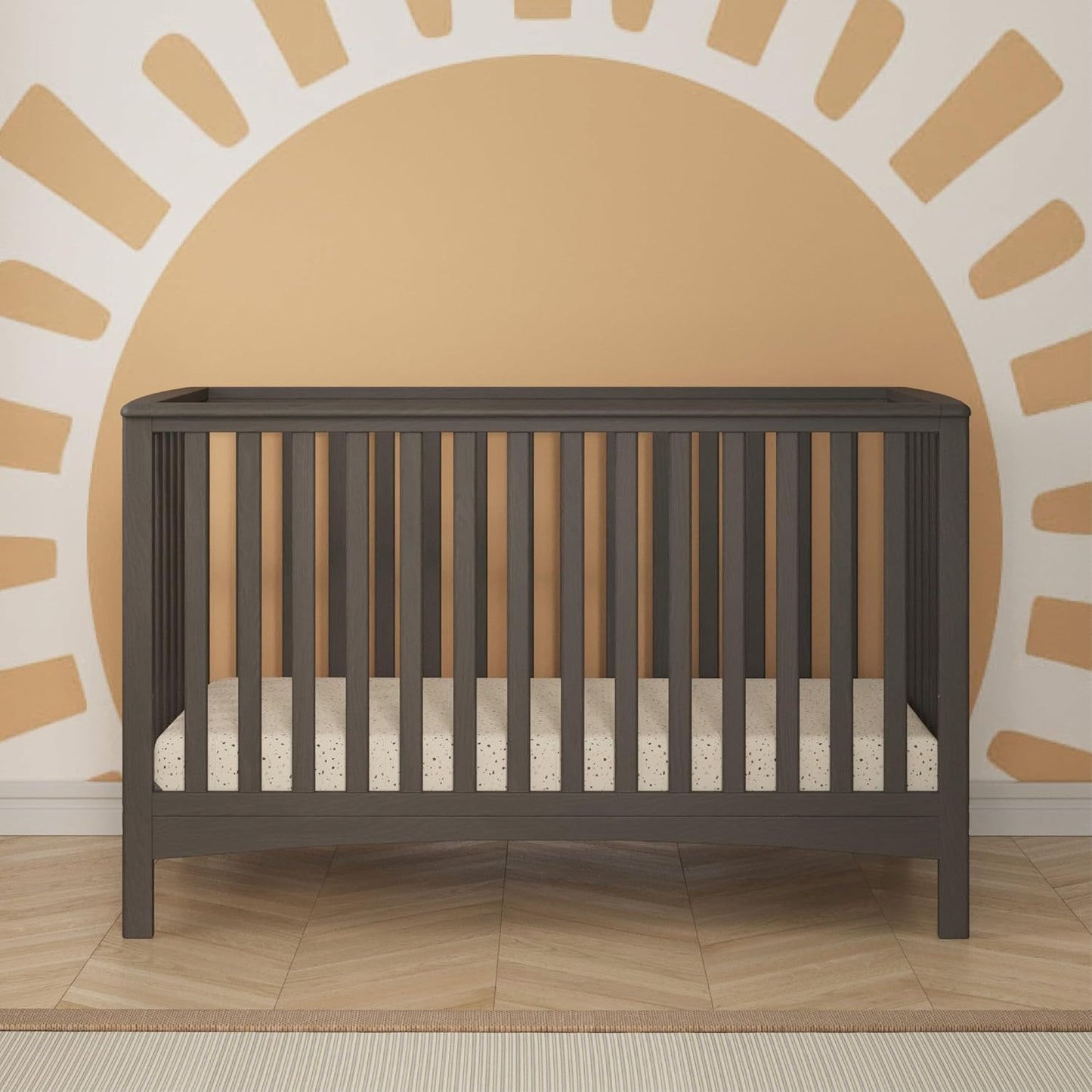 Child Craft London 4-in-1 Convertible Crib, Baby Crib Converts to Day Bed, Toddler Bed and Full-Size Bed, 3 Adjustable Mattress Positions, Non-Toxic, Baby Safe Finish (Dapper Gray)