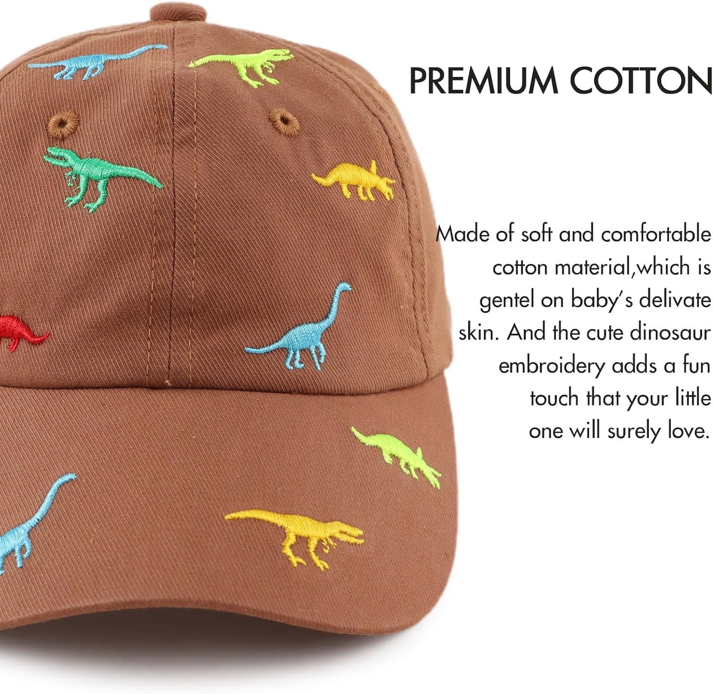 JANGANNSA Dinosaur Boys Girls Caps Embroidery Baby Baseball Caps Cotton Infant Toddler Kids Hat Spring Summer Autumn 2-6Y