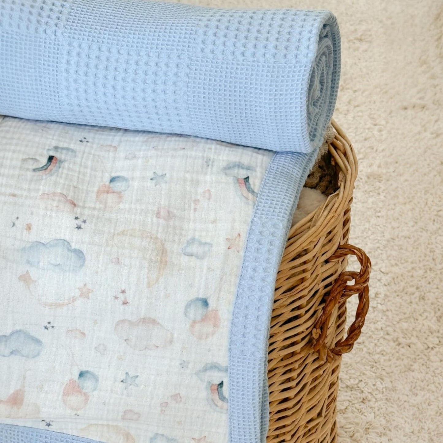 Personalized Baby Blanket with Name – Handmade 100% Organic Cotton Newborn Gift | Custom Knit Blanket for Boys, Girls, Kids & Baby Showers