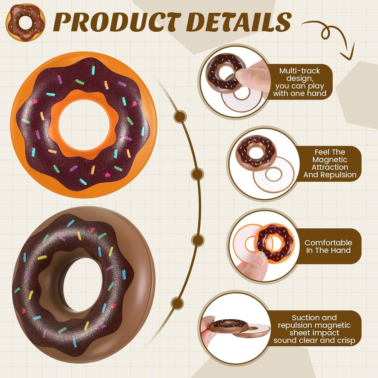 2 Pcs Haptic Coin Donut Fidget Slider Magnetic Fidget Slider Toy ADHD Autism Sensory Relief Stress and Anxiety Depression Desk Toys for Adults Teens Birthday Gift