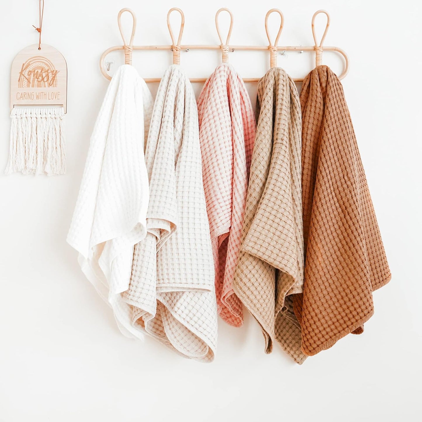 Konssy Waffle Baby Blanket - Soft & Cozy Nursery Swaddle Blanket, Lightweight Toddler Throw for Boys & Girls, Ideal for Wrapping(Pink)