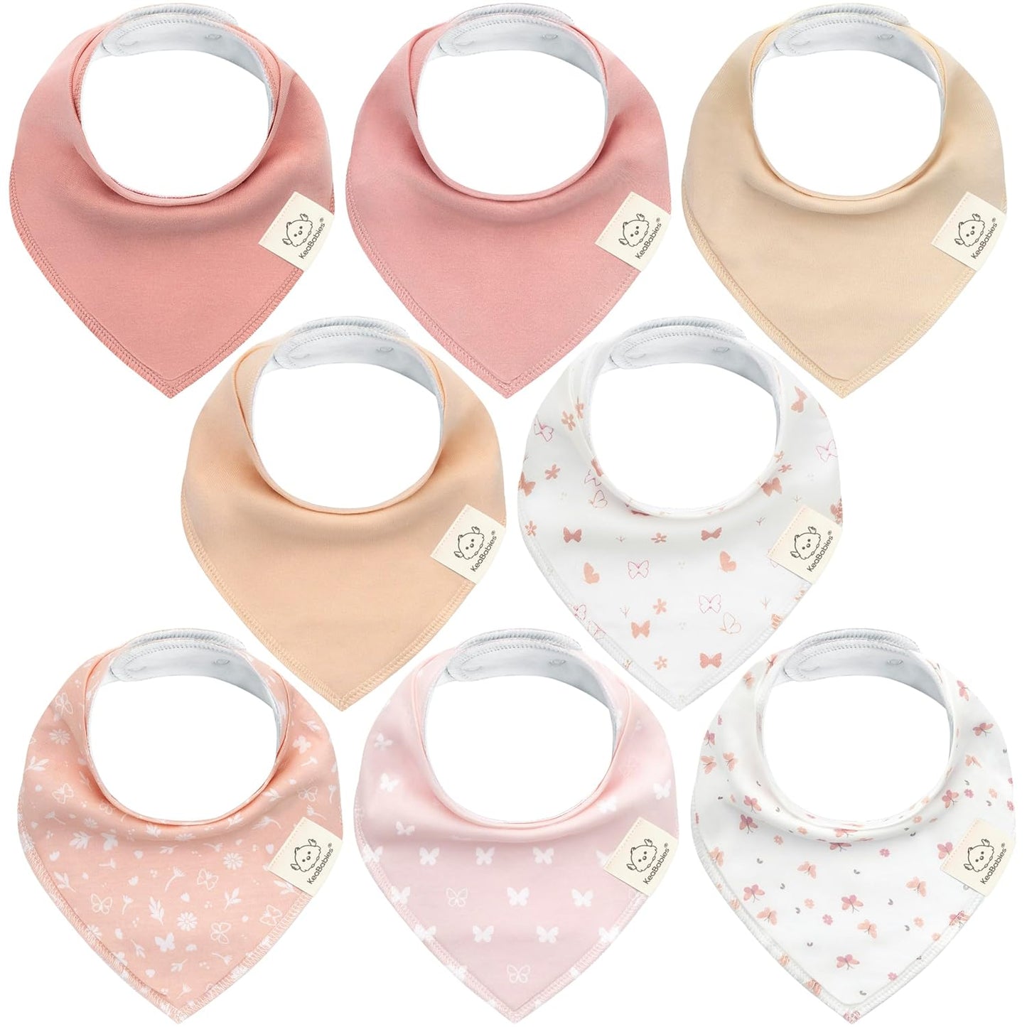 8-Pack Organic Baby Bandana Bibs for Girls - Super Absorbent Triangle Baby Bibs for Drooling and Teething Infant, 100% Cotton Extra Soft for Newborn, Infant 0-36 Months (Butterflies)