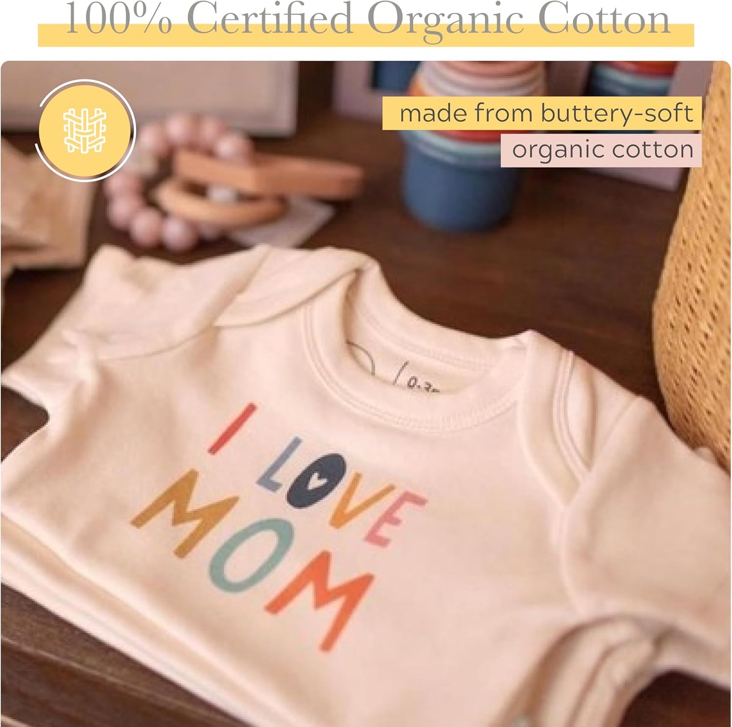 Finn + Emma Organic Cotton Graphic Baby Onesie - Gender Neutral Bodysuits for Babies 0-12 Months in Multiple Sizes and Styles