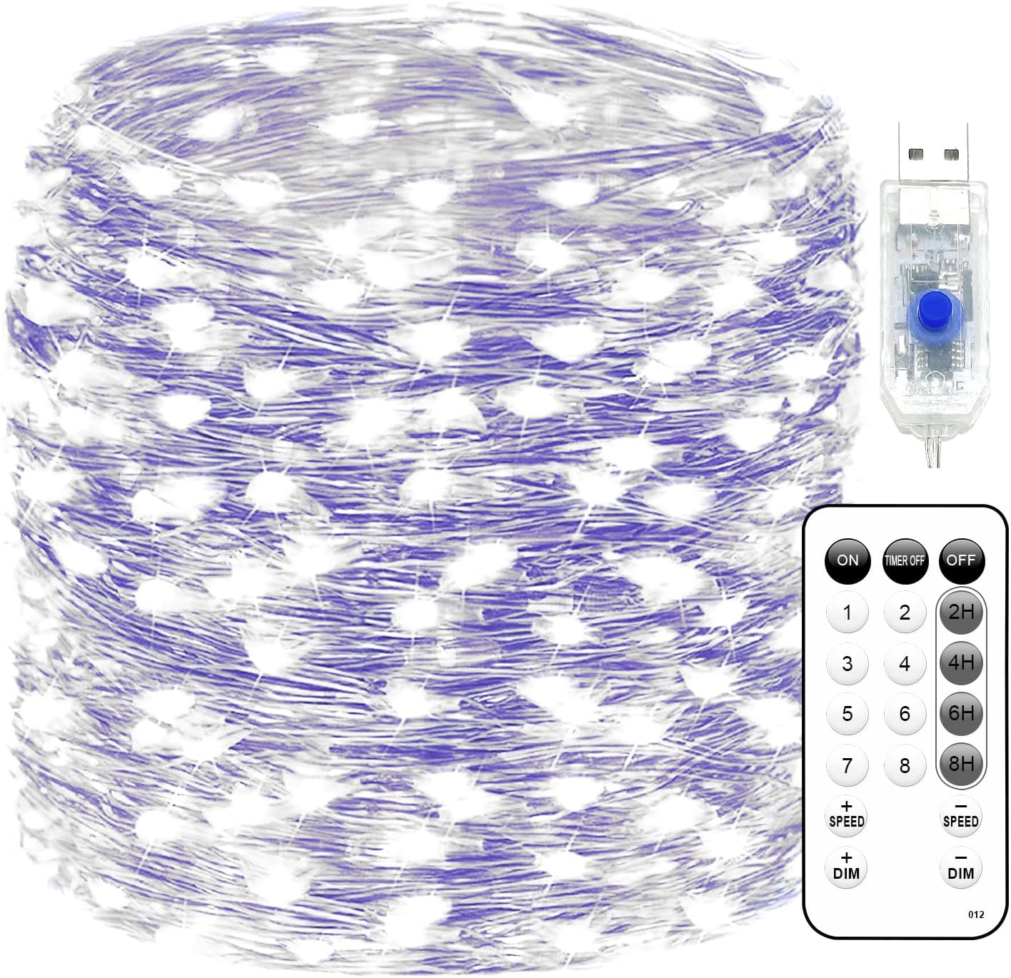 Fairy Lights 72ft 220 LED USB Twinkle String Lights Plug in Copper Wire Lights with Remote and Timer 8 Modes Outdoor Waterproof Starry Lights DIY Party Wedding Christmas Decoration(Cool White)