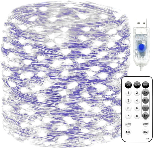 Fairy Lights 72ft 220 LED USB Twinkle String Lights Plug in Copper Wire Lights with Remote and Timer 8 Modes Outdoor Waterproof Starry Lights DIY Party Wedding Christmas Decoration(Cool White)