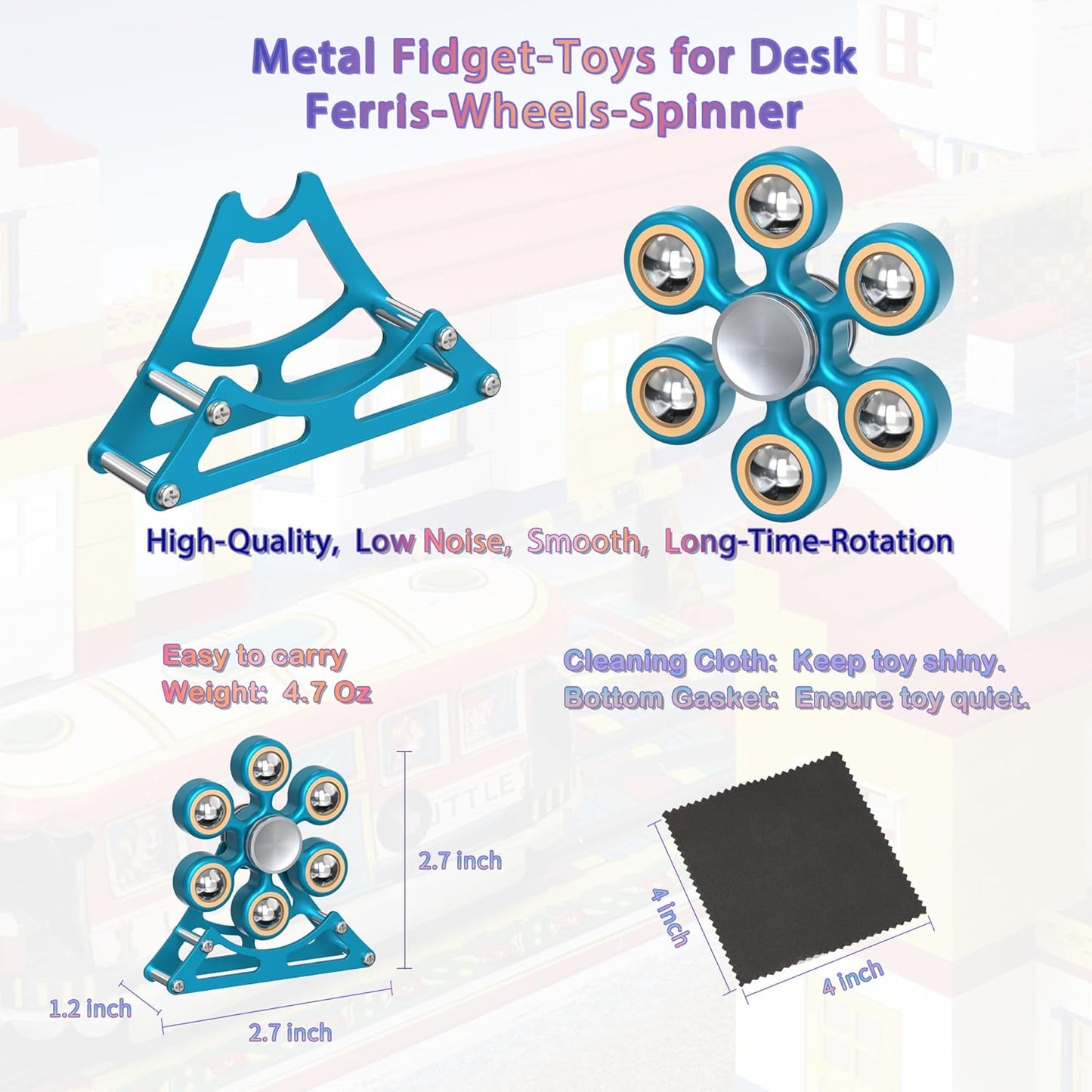 Desk Toys for Fidget Ferris-Wheel Spinner: 4mins Metal Cool-Gadgets Kinetic-EDC-Toy, Cool-Stuff for Kid Children Teen Adult, ADHD Tools Stress Relief Gift for Office Home School Men Woman Christmas