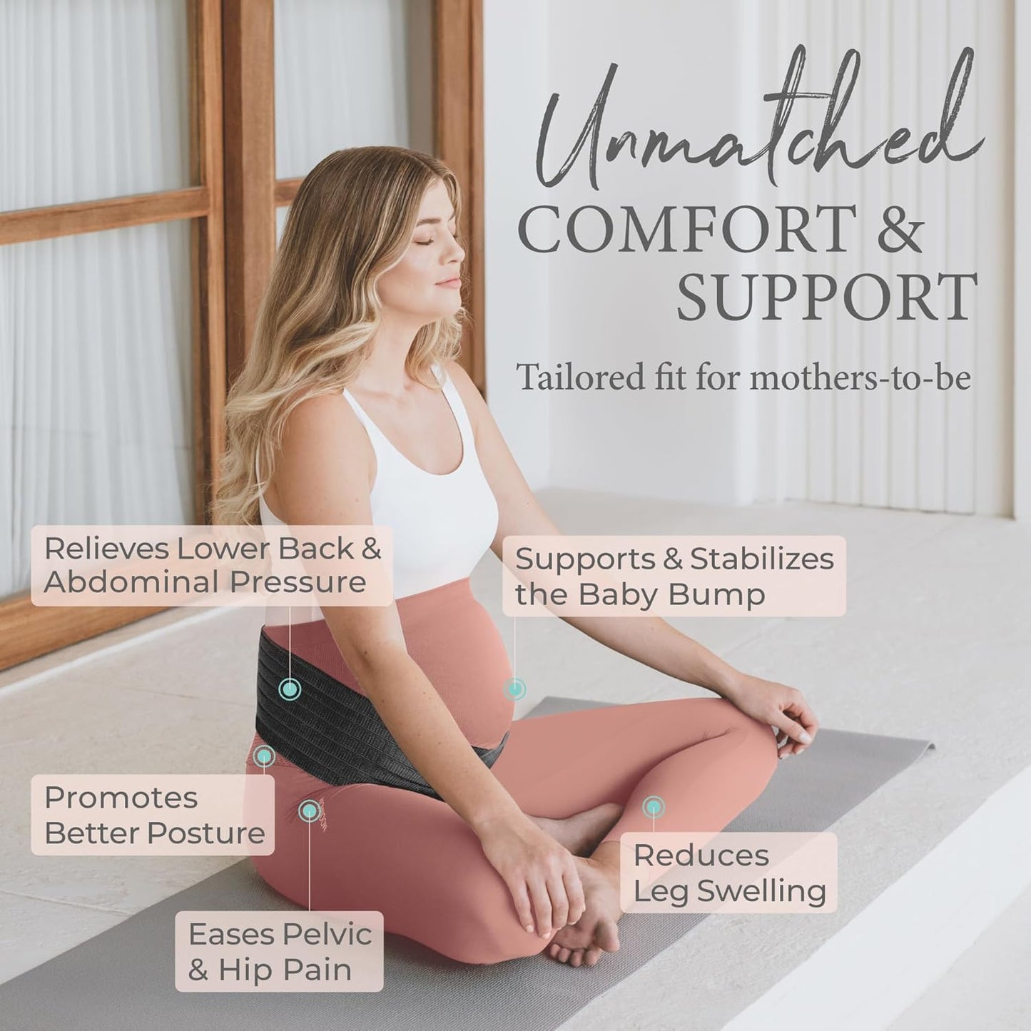 Pregnancy Belly Band Wrap, Polyester from Premium Nano Bamboo Charcoal Fiber, Back Pain Relief, Ergonomic Maternity Support Belt, C-Section Recovery Binder, Pelvic and Abdominal Support