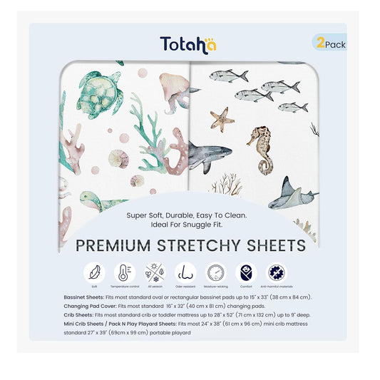 TotAha Changing Pad Cover, Buttery Soft Diaper Changing Pad Covers for Girls Boys, Super Stretchy Jersey Knit Changing Table Covers, 5'' Deep Pocket, 2 Pack