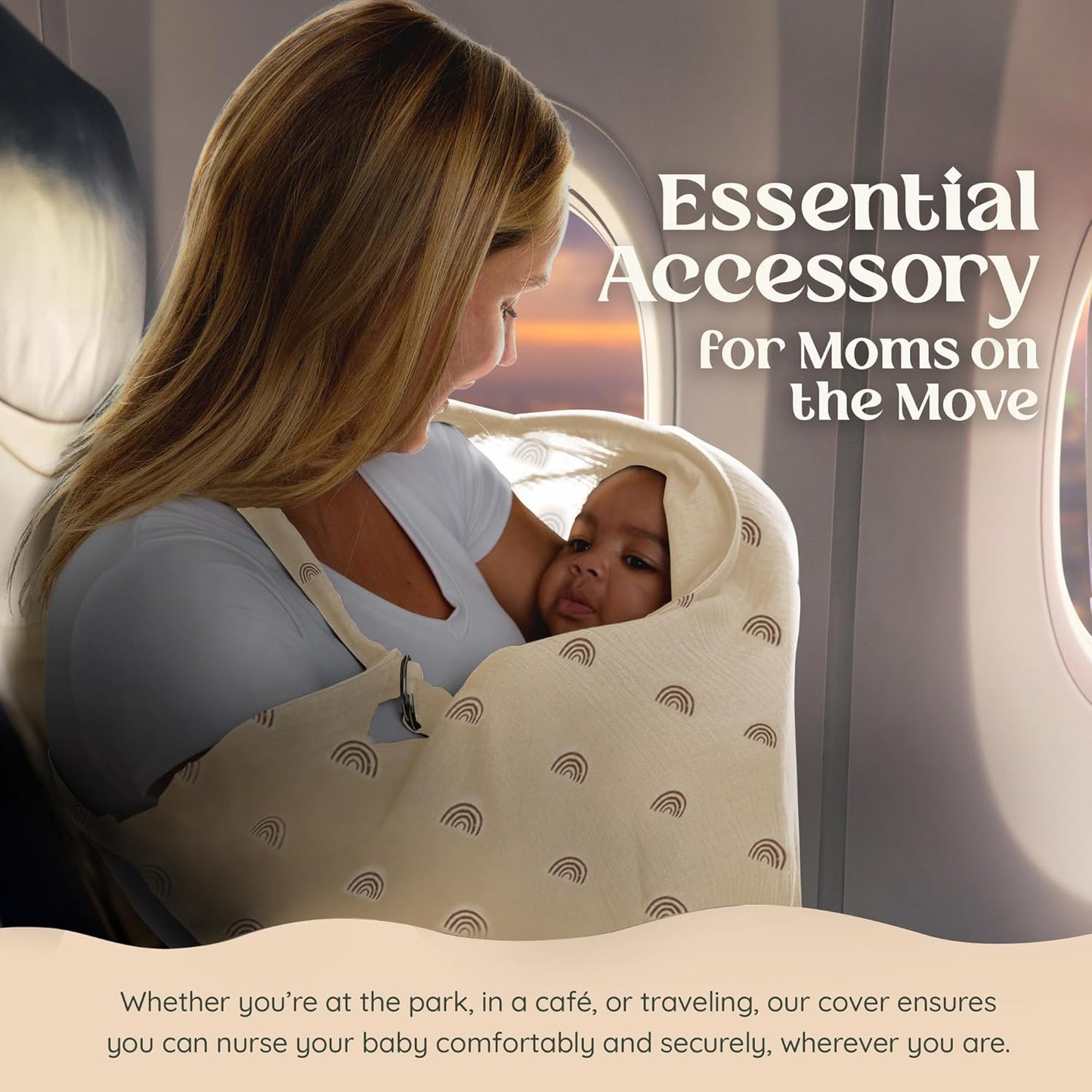 Muslin Nursing Cover Up for Breastfeeding - Breast Feeding Covers for Women | Breathable 100% Muslin Cotton Breastfeeding Cover with Arch-line and Adjustable Straps | Breastfeeding Essentials