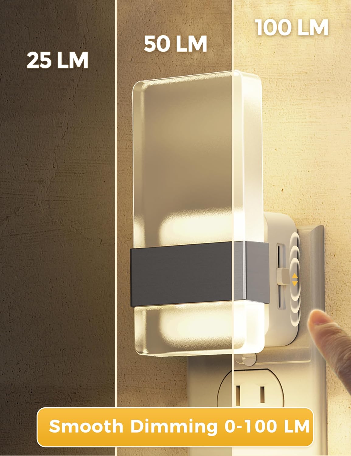 L LOHAS LED Night Light, Night Lights Plug Into Wall, Dusk-to-Dawn Sensor Decorative Night Light, 0-100LM Dimmable Nightlights, Wall Sconce-Style Acrylic Nitelight for Bathroom, Hallway,Gift, 1 Pack