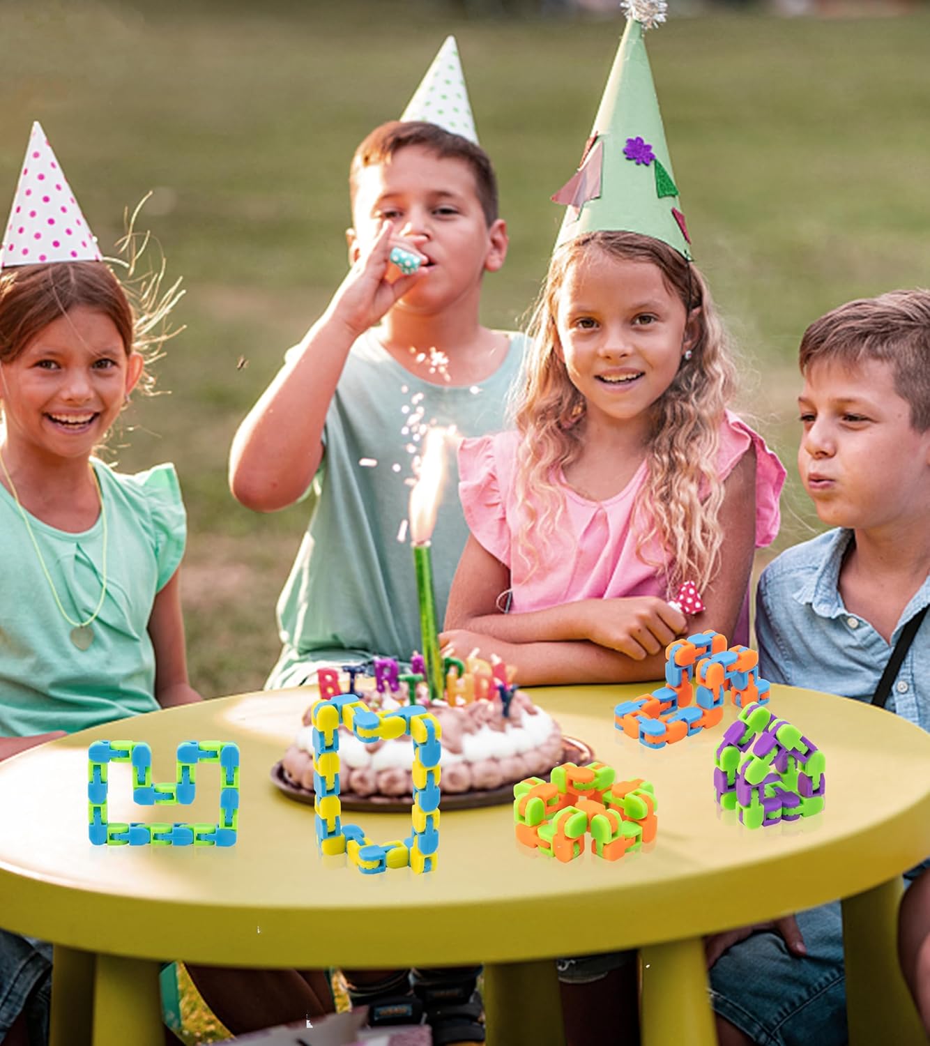 Ganowo 6 Pack Wacky Tracks - Snap Click Fidget Toys for Kids Adults ADHD Finger Sensory Autism Stress Relief