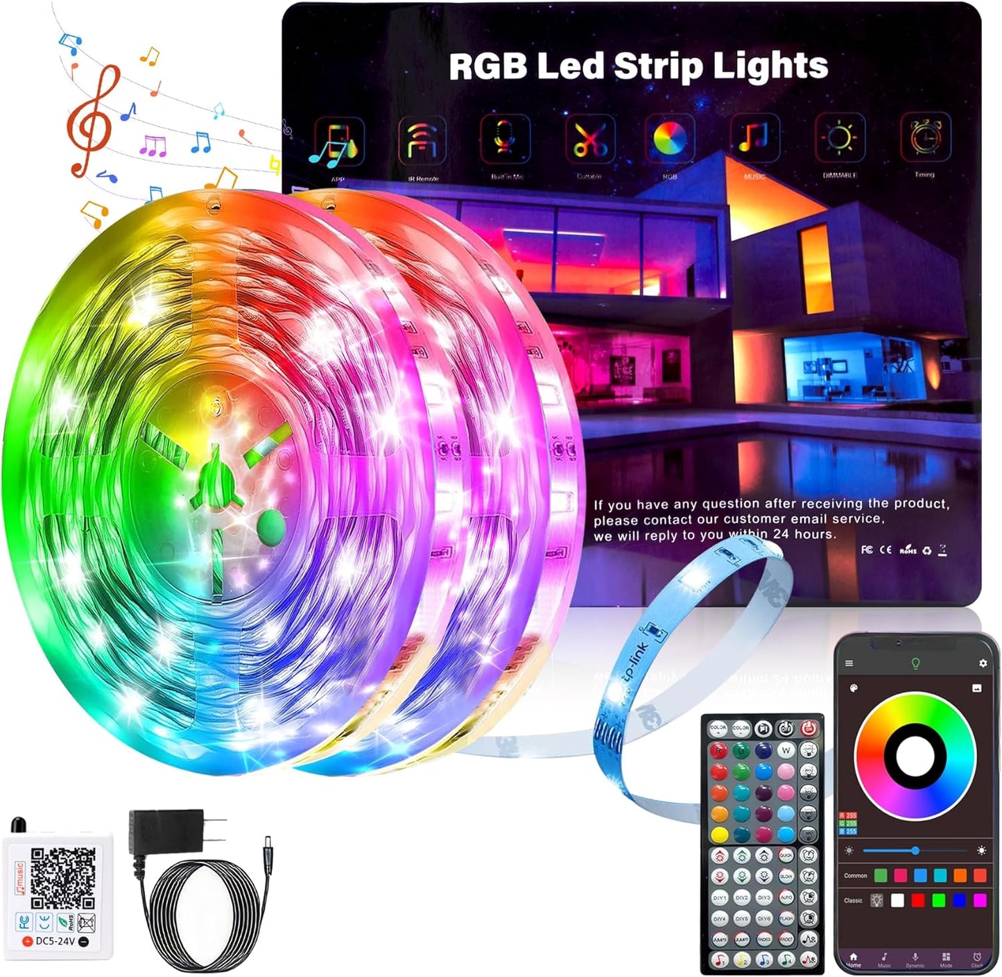 Led Lights for Bedroom 200ft Color Changing RGB Led Strip Lights, DIY Music Sync Led Light Strip with Remote and App Control, Dimmable Led Lights for Room Party Home Cool Things (2 * 100ft)