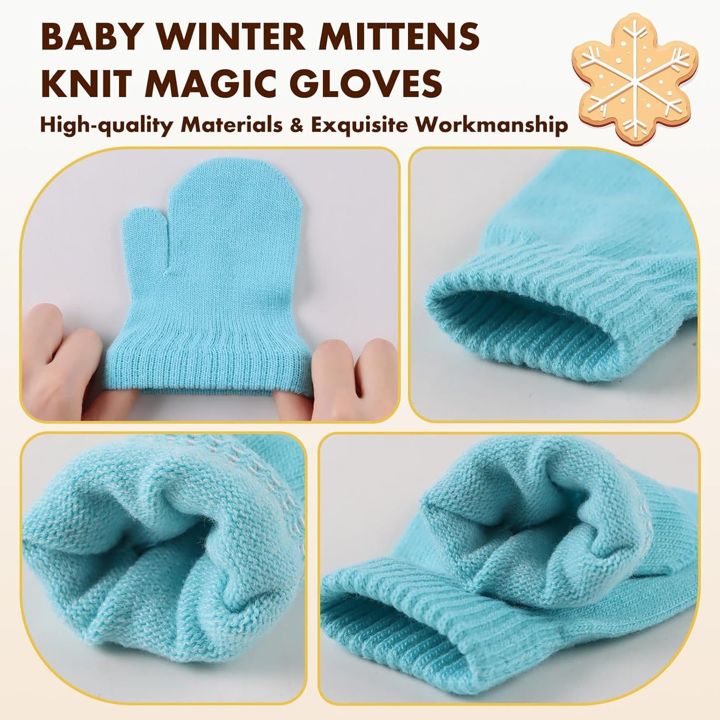 Baby Winter Mittens Toddler Stretch Knit Gloves Magic Warm Glove for Baby Boys Girls
