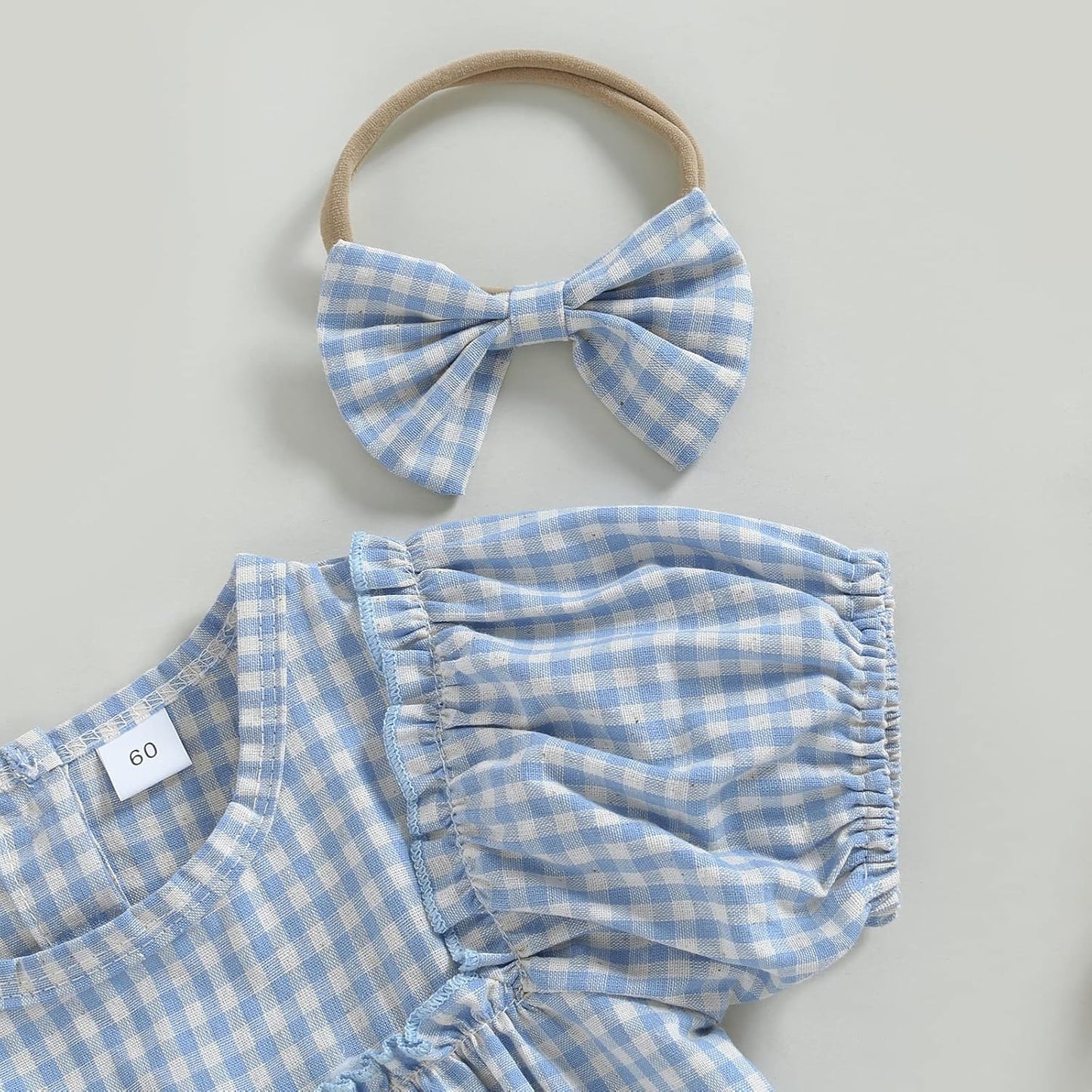 Douhoow Infant Baby Girl Plaid Romper Baby Sweatshirt Romper Ruffle Festival Clothes Fall Winter Outfits with Headband