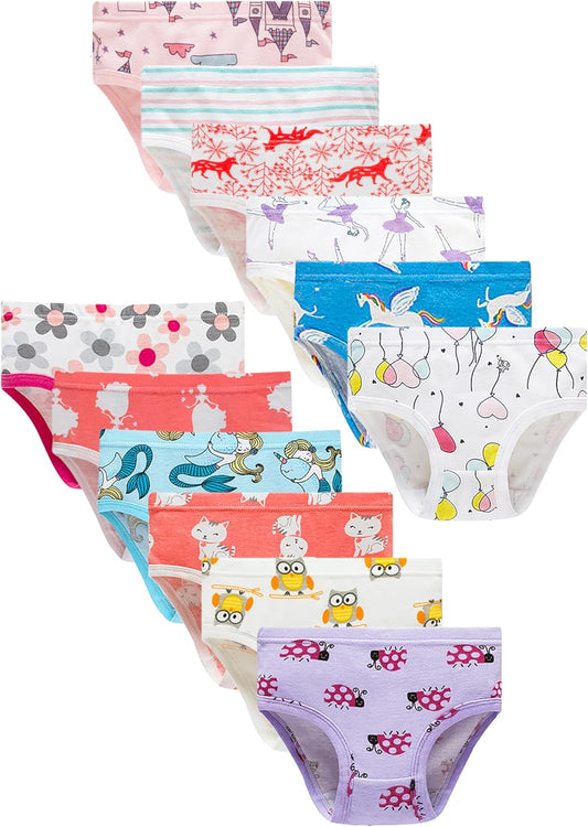 Cadidi Dinos Little Girls' Soft Cotton Underwear Kids Cool Breathable Comfort Panty Briefs Toddler Undies(Pack of 6)