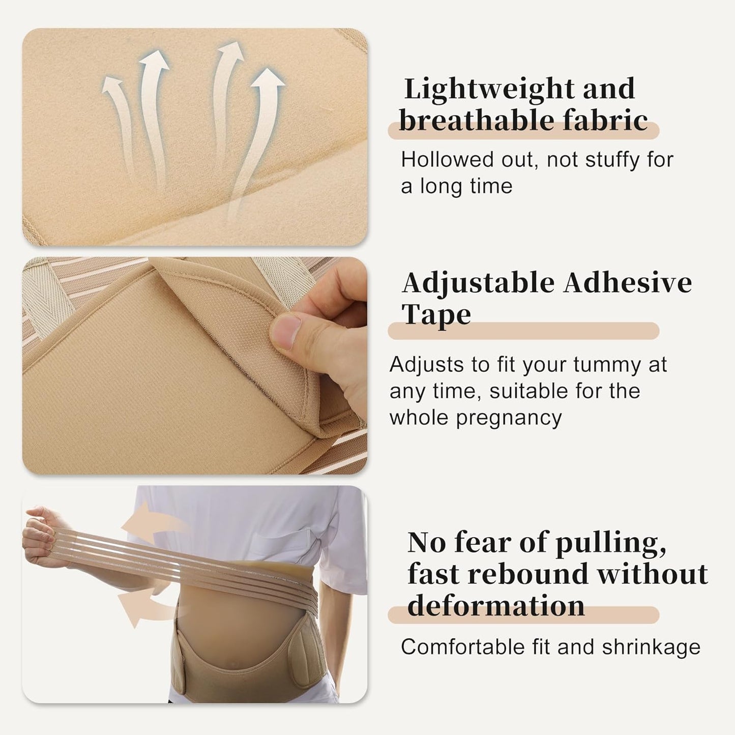 Pregnancy Belly Band, Breathable Belly Support Brace, Pregnancy Support Belt, Lightweight Abdominal Binder, for Abdomen, Flesh Color, Large, 1 Set