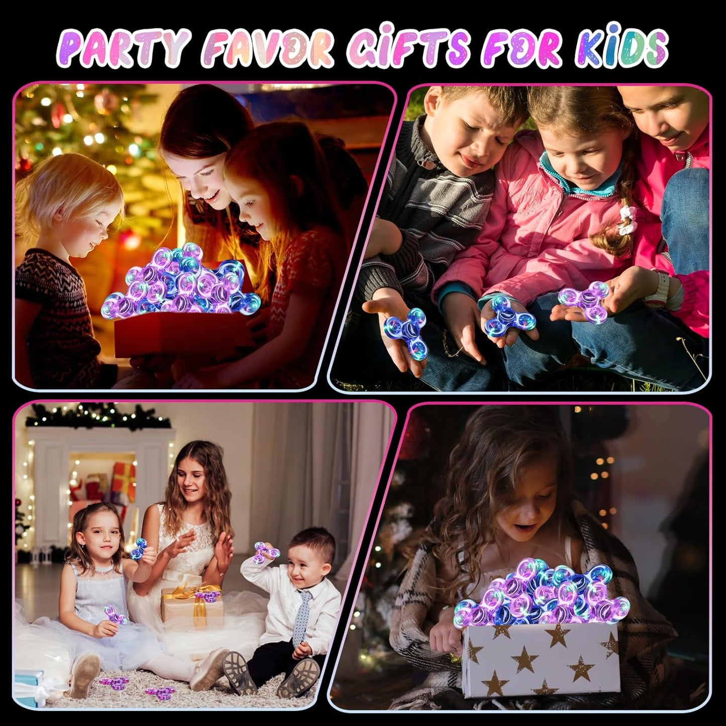 SCIONE 2Pack Fidget Spinners for Kids, LED Light up Sensory Fidget Toys for Kids Adults, Glow in The Dark Toys for Teens Boys Girls Halloween Classroom Prizes, ADHD Stress Anxiety Relief Fidgets