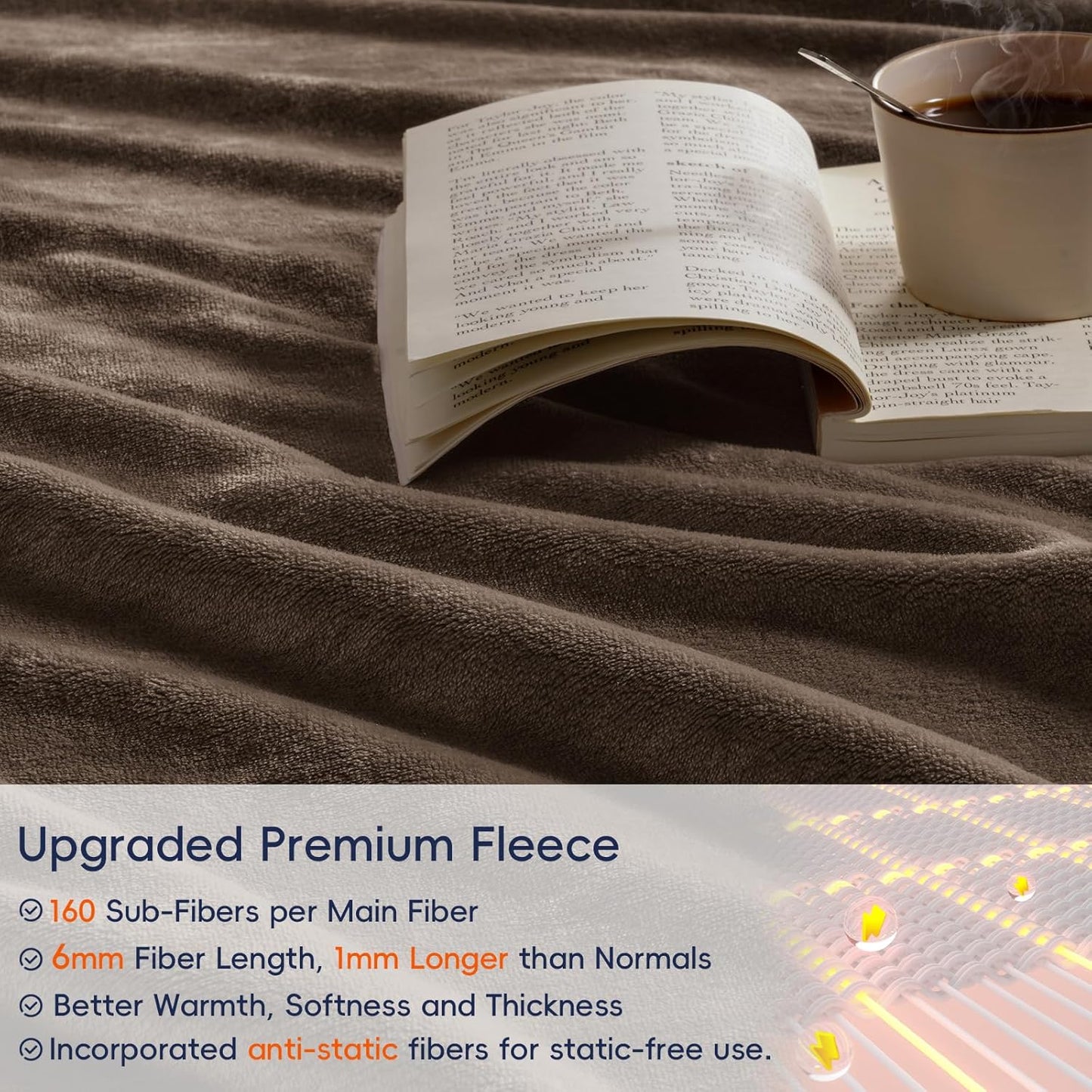 PHF Ultra Soft Fleece Blanket King Size, No Shed No Pilling Luxury Plush Cozy 300GSM Lightweight Blanket for Bed, Couch, Chair, Sofa Suitable for All Season, 108" x 90", Cocoa Brown