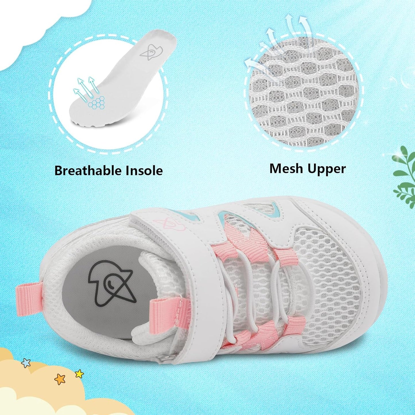 LeIsfIt Baby Shoes Boys Girls First Walking Shoes Non-Slip Toddler Breathable Sneakers Infant Sneakers