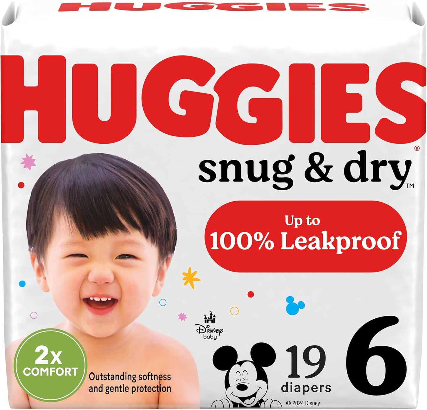 Huggies Size 6 Diapers, Snug & Dry Baby Diapers, Size 6 (35+ lbs), 19 Count, Packaging May Vary