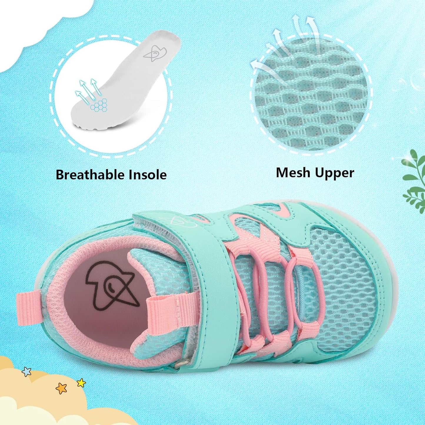 LeIsfIt Baby Shoes Boys Girls First Walking Shoes Non-Slip Toddler Breathable Sneakers Infant Sneakers