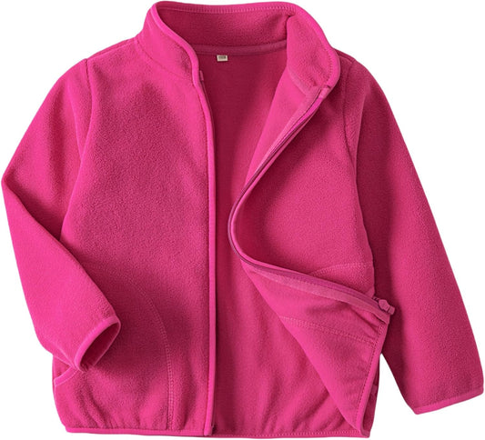 Toddler Fleece Jacket Kids Lightweight Outerwear Boys Girls Long Sleeve Fall Spring Coat 2-12 Years