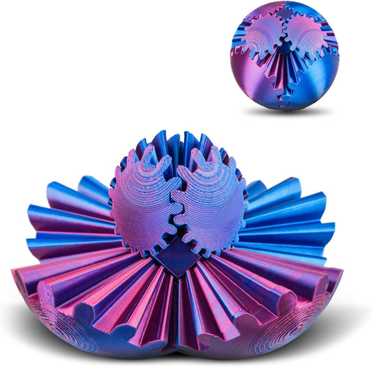 Gear Ball 3D Printed Gear Ball Spin Ball Fidget Toy Spin Ball Cube Fidget Toys Gearsphere Gear Ball Fidget Toy Stress Relief Desk Toy Relax Anxiety Toy for Children Adult (Purple Blue)