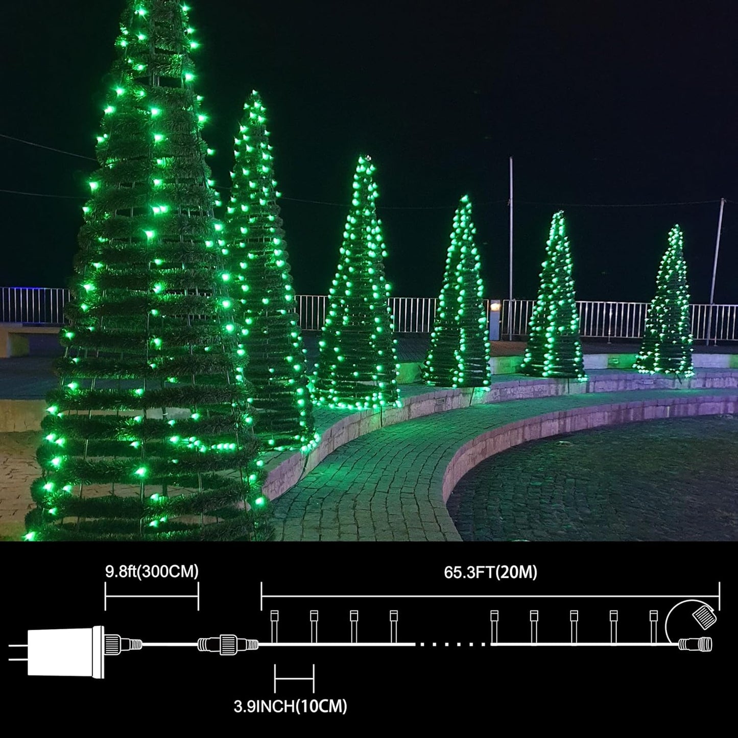 66ft Christmas Decorative Mini Lights,200 LED Transparent Wire Fairy Starry String Lights Plug in, 11 Lighting Modes, for Indoor Outdoor Xmas Tree Wedding Party Decoration (Green)