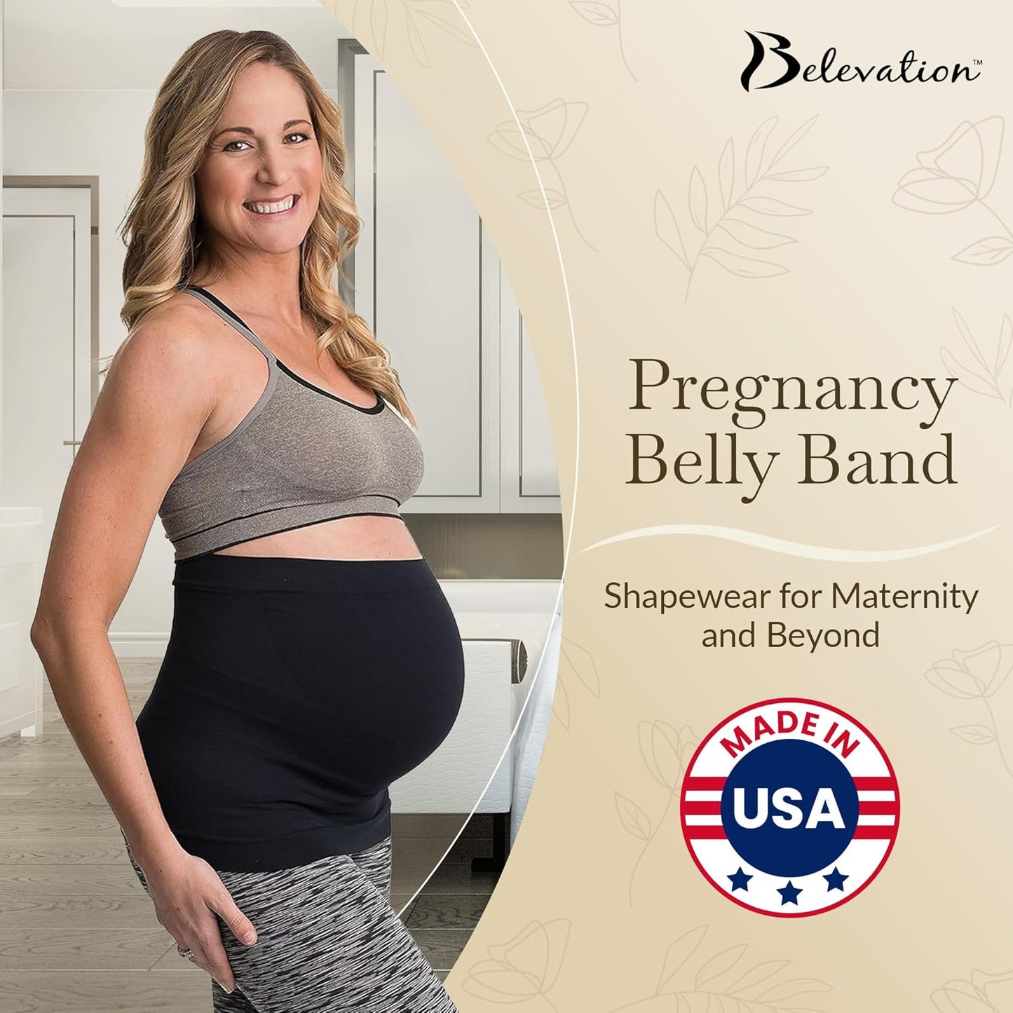 Maternity Belly Band - 4-Way Stretch Post Partum Belly Band For Lumbar & Back Support - Pregnancy Gifts for Moms