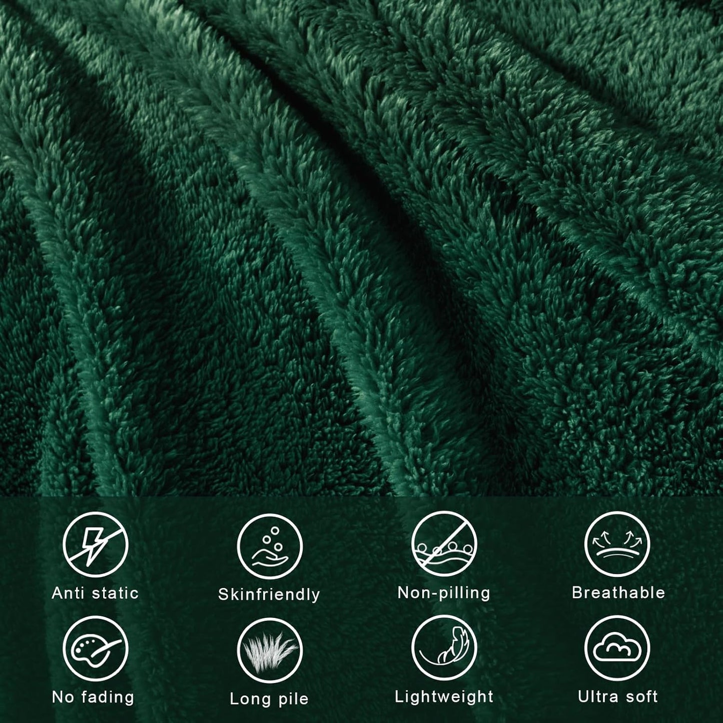 Exclusivo Mezcla Soft Fleece Throw Blanket for Couch, Super Soft Velvet Plush Bed Blanket, Fuzzy Cozy and Warm for All Seasons, 50x60 Inches, Forest Green