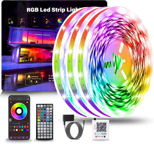 Led Lights for Bedroom 300FT(3 Rolls of 100ft), Music Sync Led Strip Lights with 60 Keys Remote and App Control, Color Changing RGB Led Lights for Room Kitchen Party Home Christmas Decoration