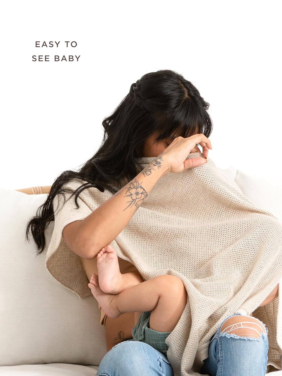 We are Amma | The Cocoon™ - Newborn Essentials Must Haves: Nursing Cover for Breast Feeding Essentials | Nursing Sweater Used as Breastfeeding Cover (Natural, One Size)