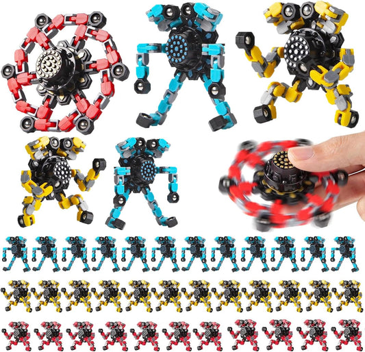 40 Pcs Deformable Robot Fidget Spinners - Transformable Fingertip Toys for Classroom Prizes, Christmas, Valentine Gifts - Goodie Bag, Stocking, Easter Basket Stuffers for Kids