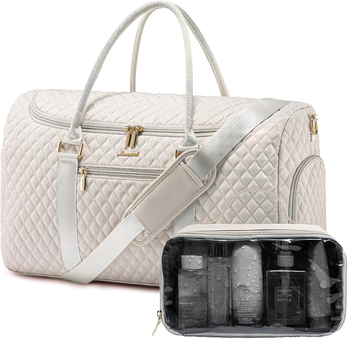 LOVEVOOK Travel Duffle Bag, 40L Weekender Overnight Bags with Toiletry, Quilted Carry On Bag with Shoe Compartment, Gym Duffel Bag with Wet Pocket for Women, Hospital Bags for Labor and Delivery