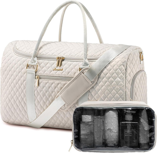 LOVEVOOK Travel Duffle Bag, 40L Weekender Overnight Bags with Toiletry, Quilted Carry On Bag with Shoe Compartment, Gym Duffel Bag with Wet Pocket for Women, Hospital Bags for Labor and Delivery