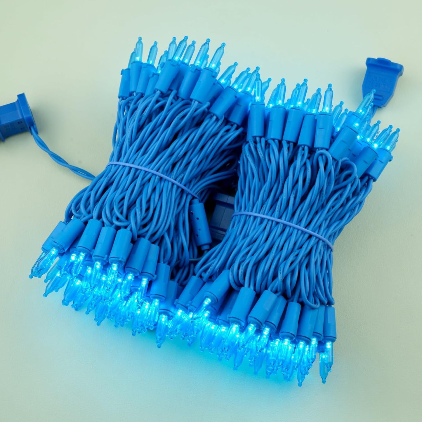 YULETIME 200 Blue LED Christmas Lights with Blue Wire, Pack of 2 Strands 33 Feet 100 Lights UL Certified Holiday String Light Set