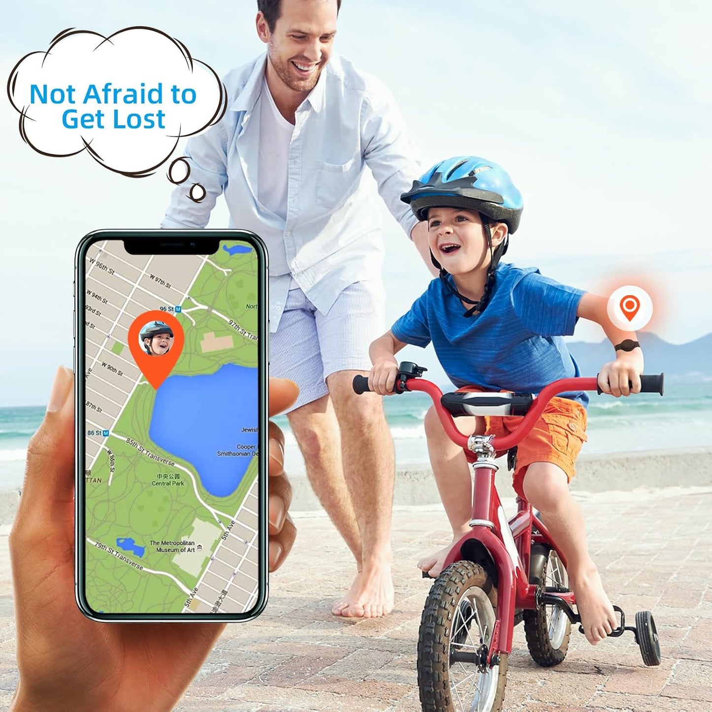 Waterproof Airtag Bracelet for Kids, Silicone Wristband Compatible with Apple Air Tag Hidden Holder Case, GPS Tracker Anti-Lost Adjustable Airtag Strap for Toddler Child (Black)