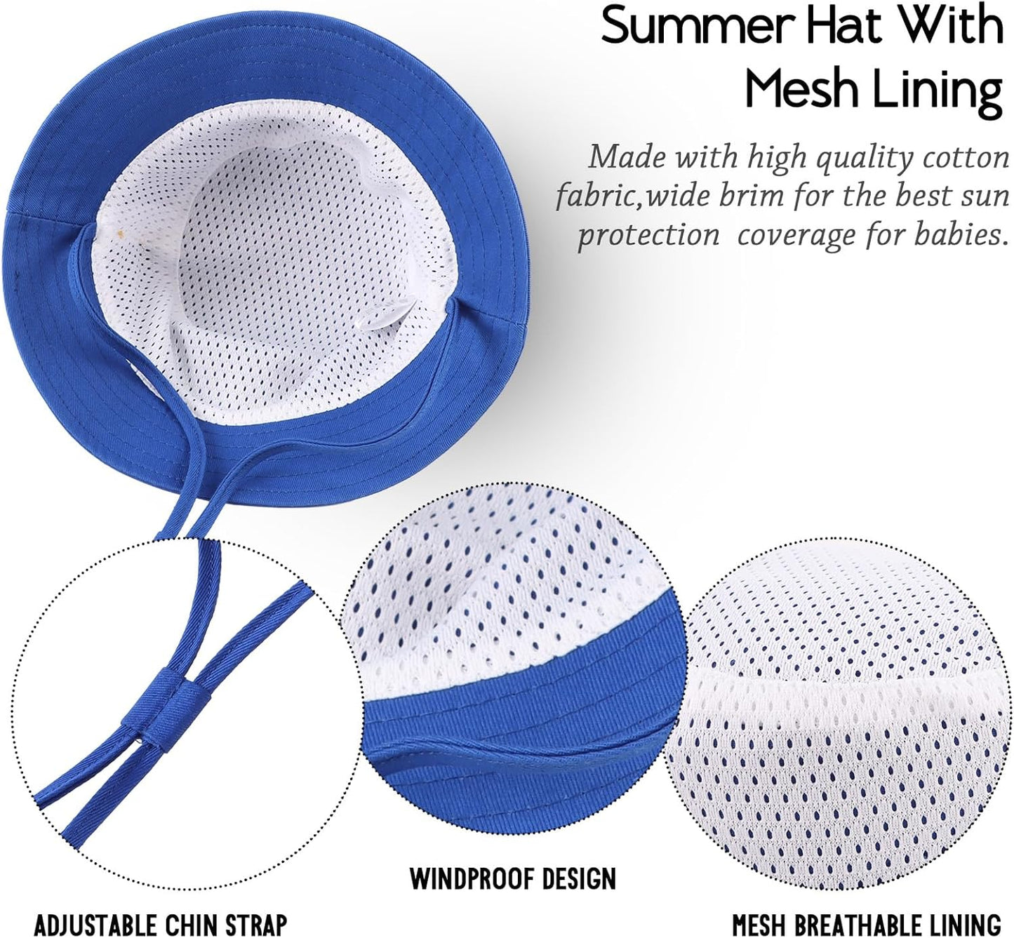 JANGANNSA Cotton Baby Sun Hat Infant Toddler Boys Girls Bucket Hats Summer Sun Protection Kids Beach Caps