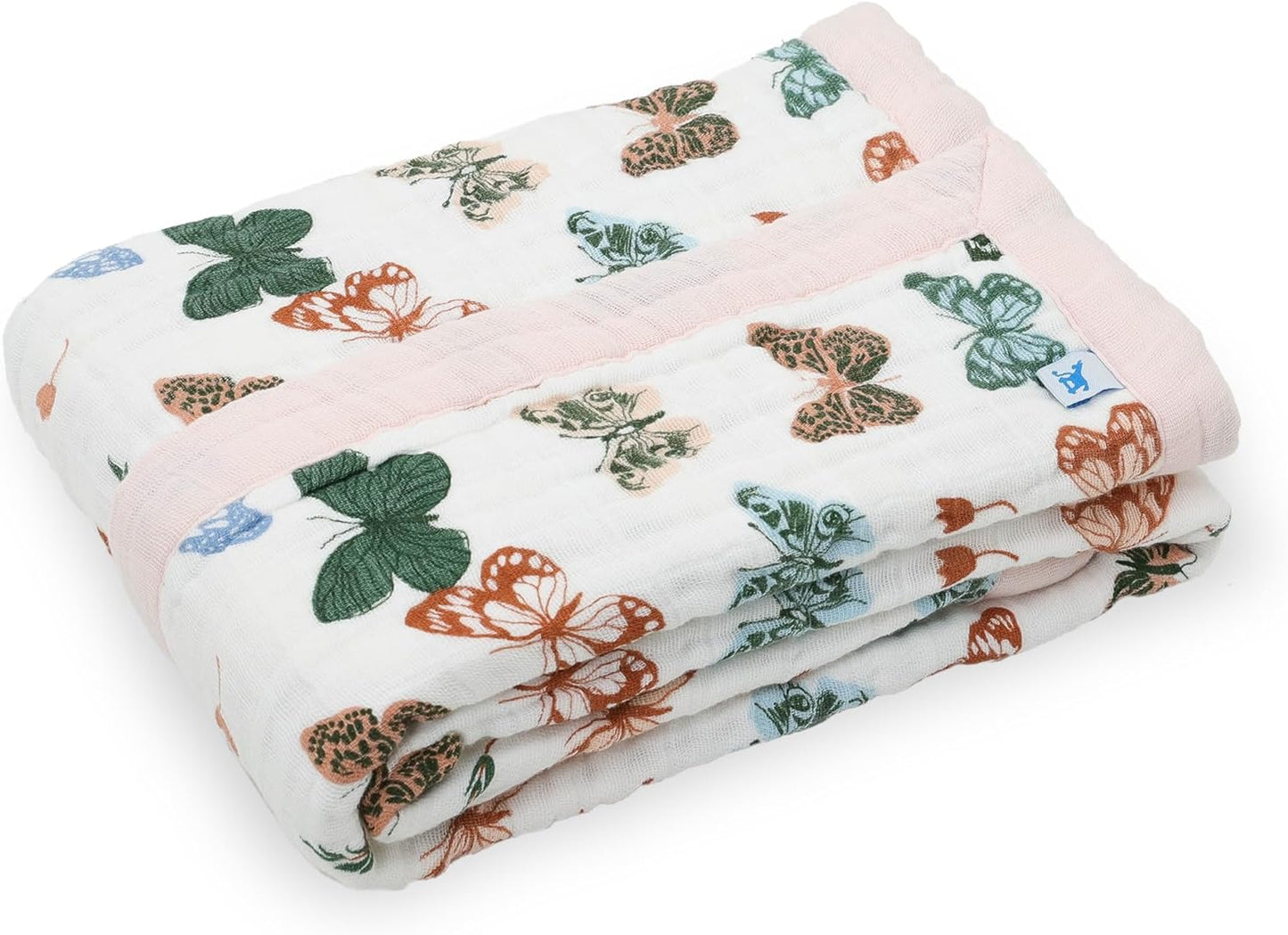 Little Unicorn Newborn Receiving Quilt | Ultra- Soft, Multi-Layered Muslin Fabric | Gift for Newborns & on-The-go (Butterflies)