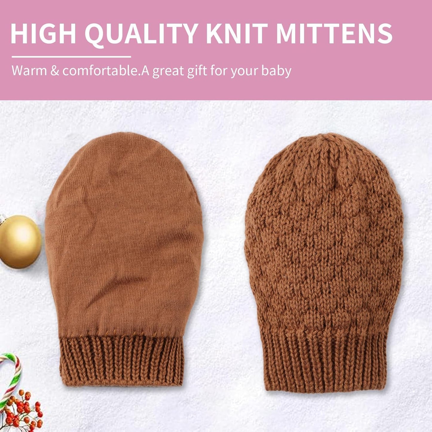 Baby Knit Mittens Toddler Boys Girls Gloves Winter Infant Newborn No Scratch Mitten 0-3 Years