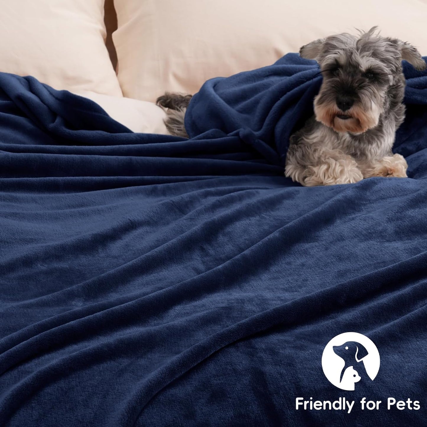 PHF Ultra Soft Fleece Blanket King Size, No Shed No Pilling Luxury Plush Cozy 300GSM Lightweight Blanket for Bed, Couch, Chair, Sofa Suitable for All Season, 108" x 90", Navy Blue