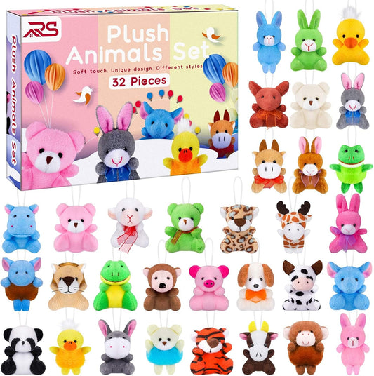 Ruisita 32 Pack Mini Plush Animals Toys Set, Jungle Animal Plush Toys Stuffed Animals Set for Easter Hunts, Basket Stuffers, Easter Party Favor, Goodie Bag Fillers