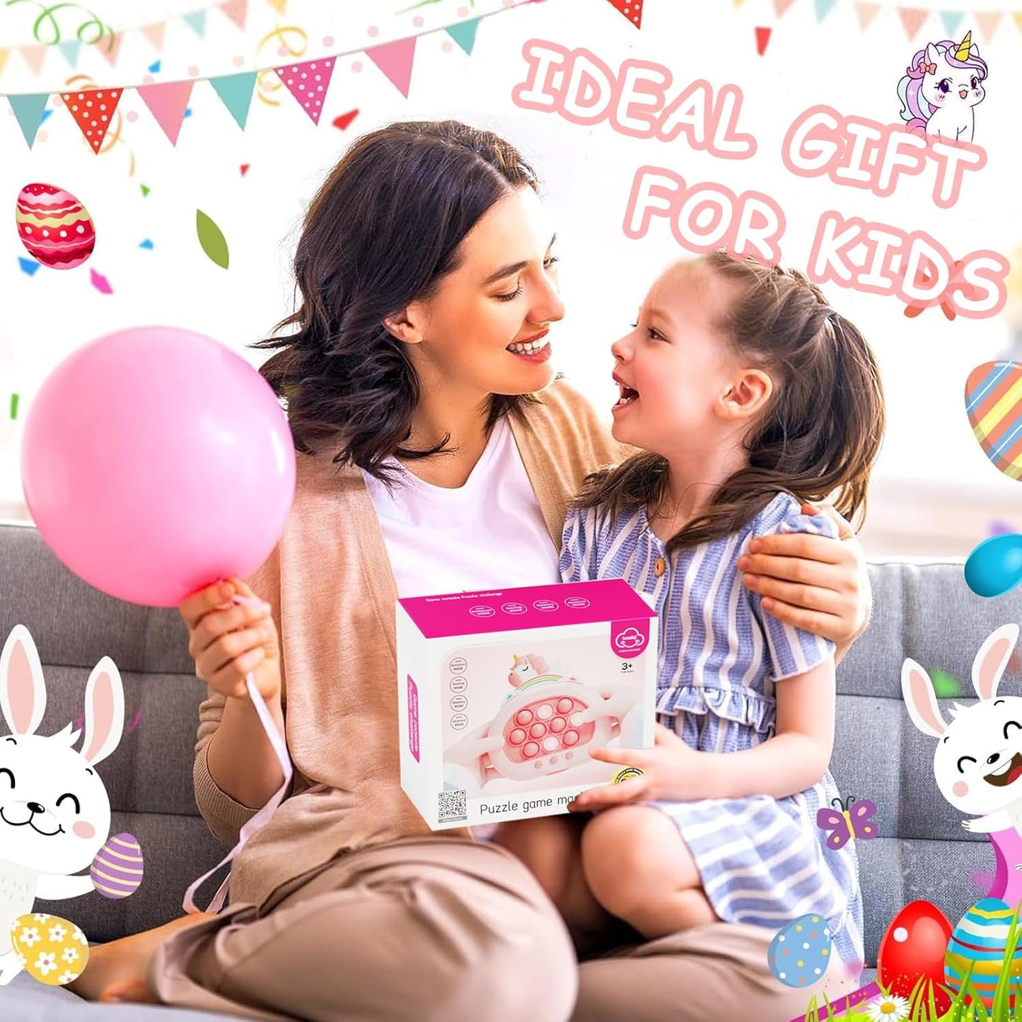 Stress Relief Toys, Decompression Breakthrough Puzzle Pop Button Gopher Handheld Game Machine, Novelty Fidget Toys Party Favor Gifts for Kids Adults (Ice Cream)