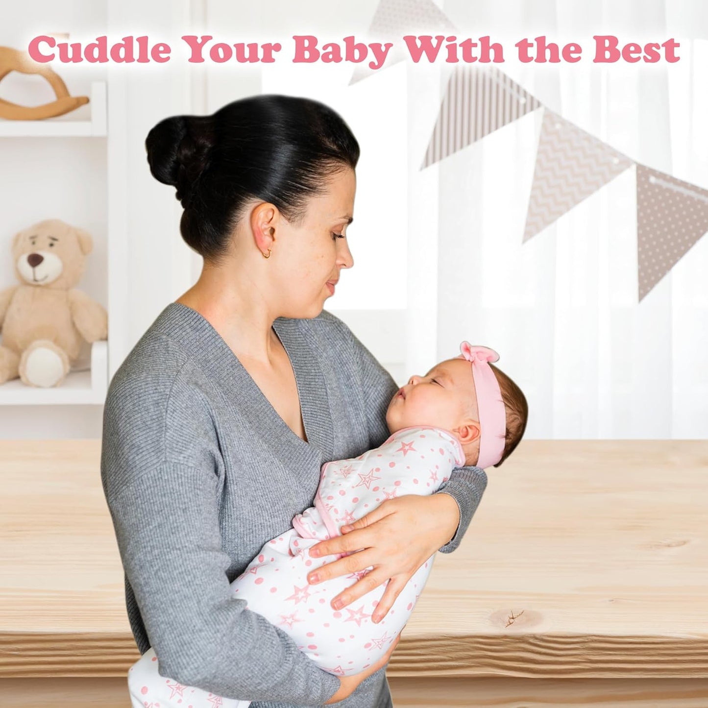 Bublo Baby Organic Preemie Swaddles 4-7 lbs - 3-Pack Premature Babies Swaddle Sleep Sack - Premature Infant Sleeping Sack - Easy Adjustable Baby Swaddle Blanket Wrap Boy Girl (Rose Pink)