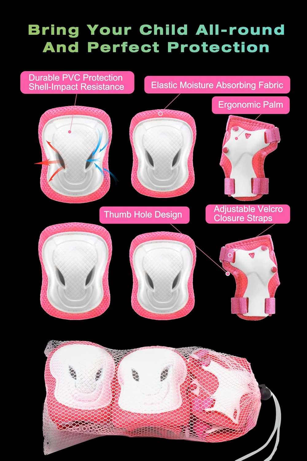 XJD Kids Bike Helmet,Multi-Sport Protective Gear Set for 3-5-8-14 Years Boys Girls with Knee and Elbow Pads Wrist Guards fit Roller Skates,Cycling,Skateboarding,Skating Scooter