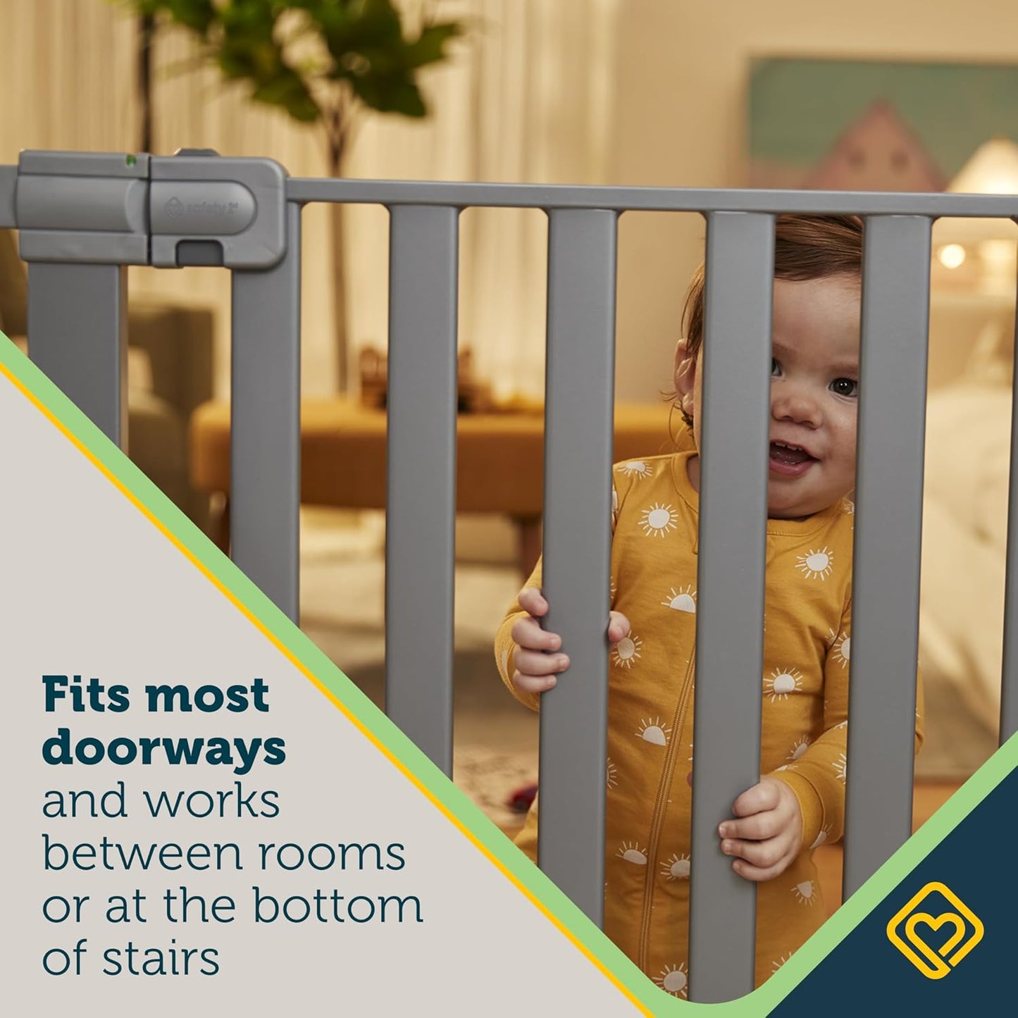 Safety 1st Walk Through Baby Gate with Door, Adjustable Pressure Mount Lift, Dog Gates, Fits 29"-38" Wide, 1-Pack, Silver