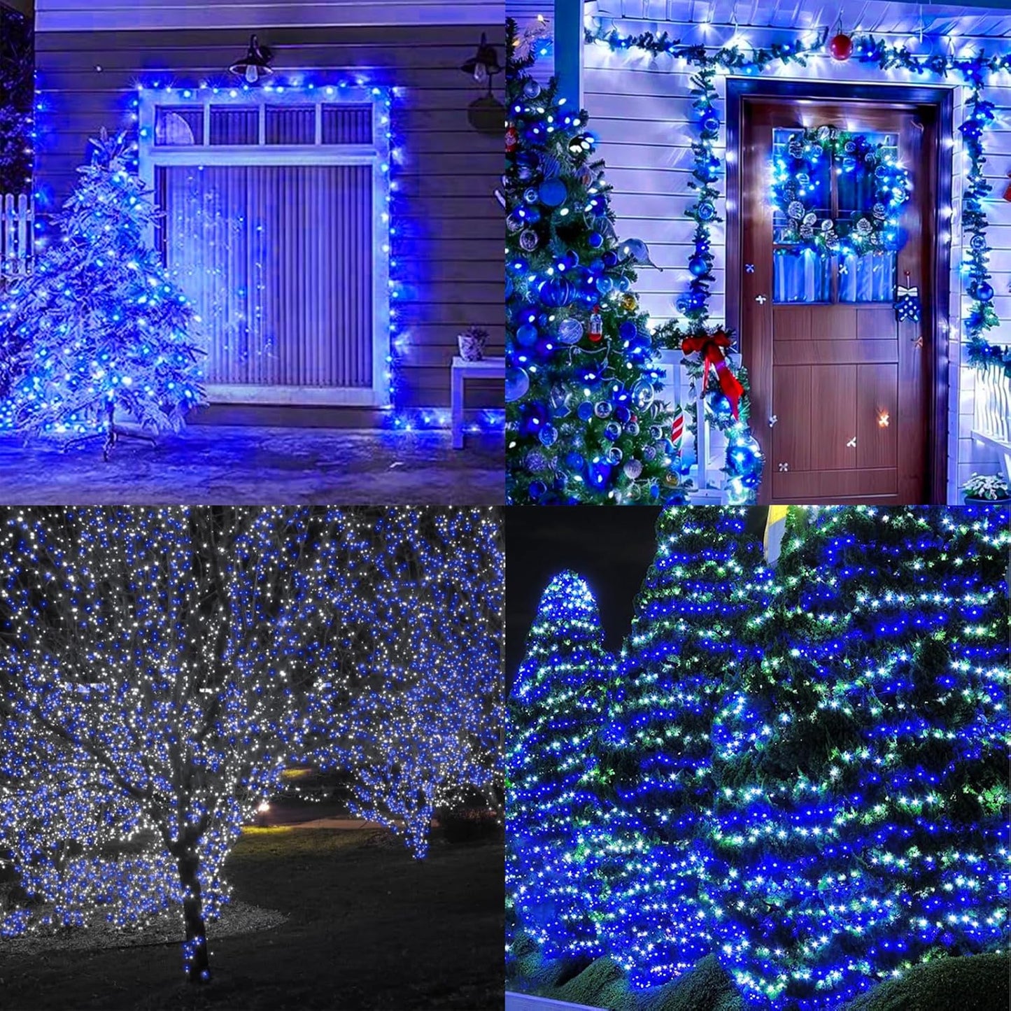 33ft Christmas Decorative Mini Lights, 100 LED Transparent Wire Fairy Starry String Lights Plug in, 16 Lighting Modes for Outdoor Xmas Tree Wedding Party Decoration (White+Blue)