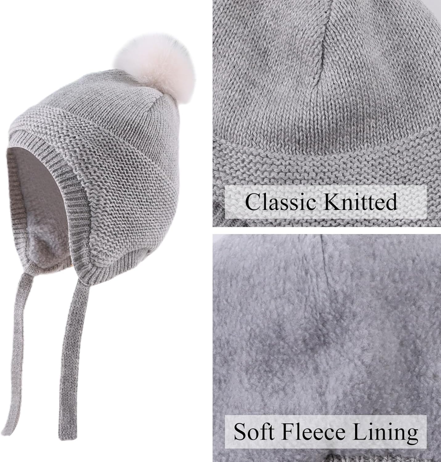 Basic Winter Baby Beanie Gloves Boys Girls Knitted Hat Pompom Kids Earflap Hats Warm Infant Toddler Beanie Mittens Set