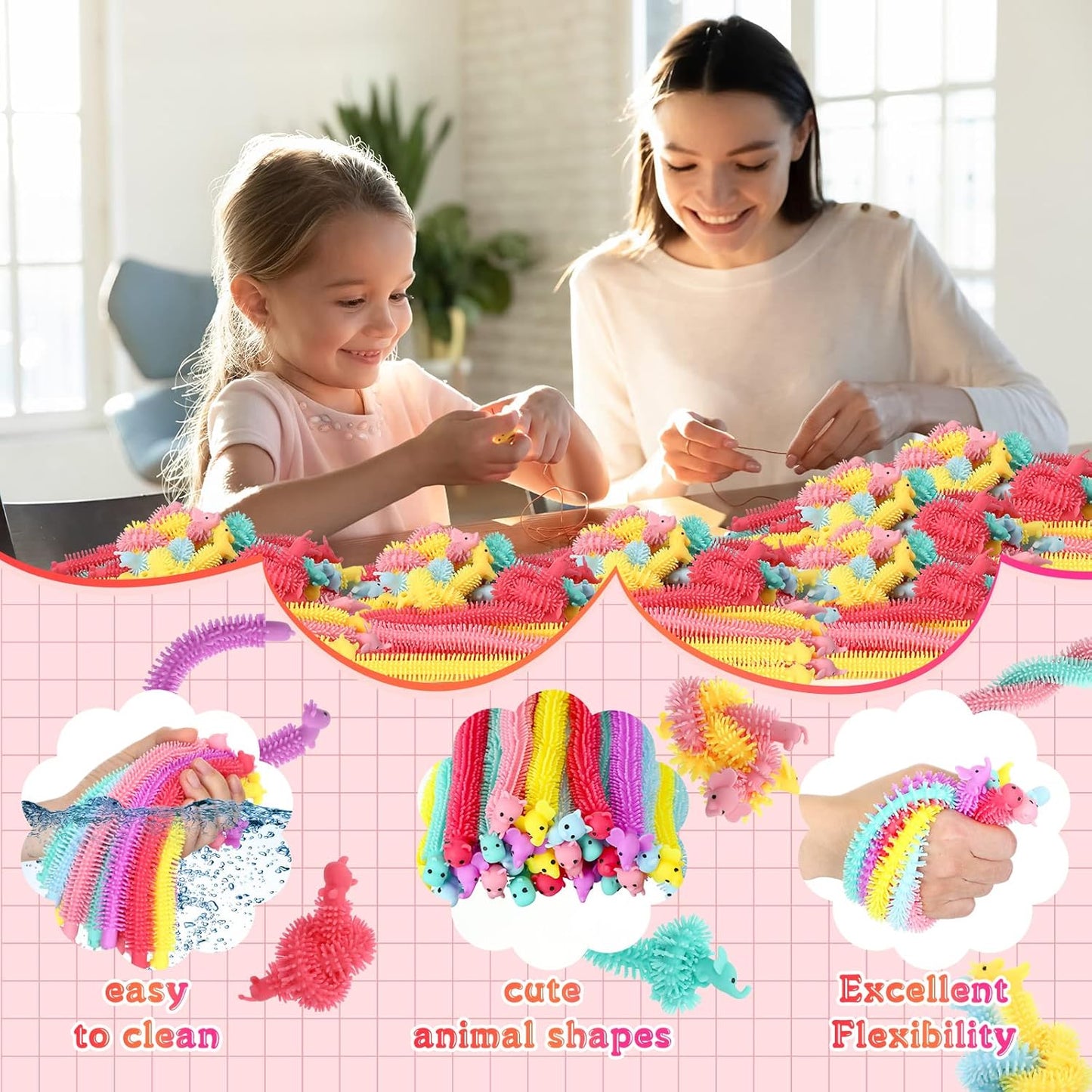 Chivao Bulk Stretchy String Fidget Toys Animal Sensory Toys Pack Worm Sensory Stress Fidget Toys for Adults Stress Anxiety Relieve Relaxing Party Favors